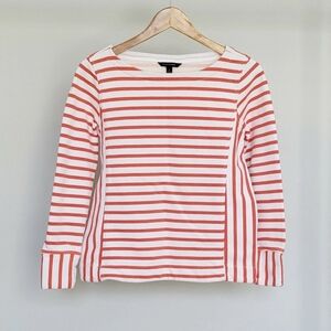 Banana Republic orange and White Striped Long Sleeve Tee small